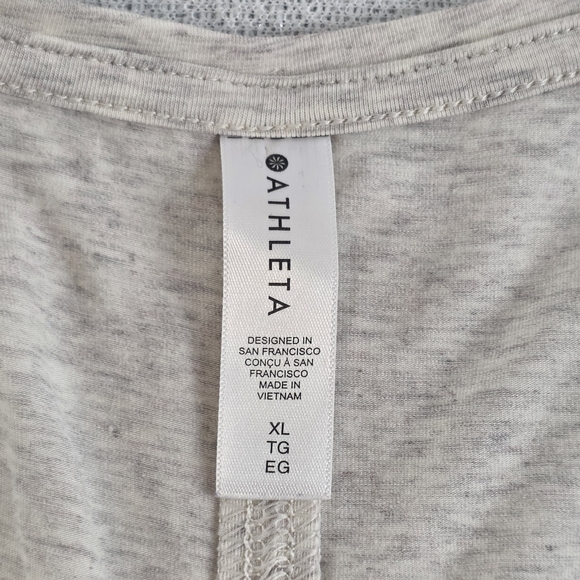 Athleta Long Sleeve Gathered Top Heathered Oatmeal Wmn's XL - Picture 3 of 12